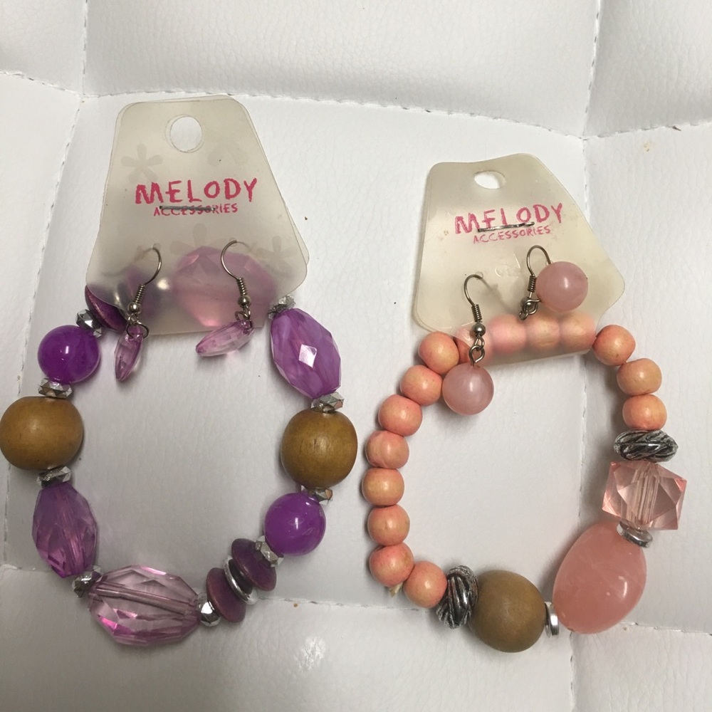 Sets of bracelets with matching earrings